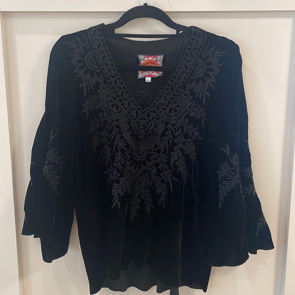 Johnny Was black velvet top